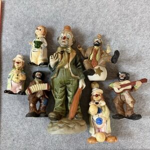 Vintage Emmett Kelly Jr Enesco Clown Figurine Lot Of 8 Ceramic Collectibles FLAW